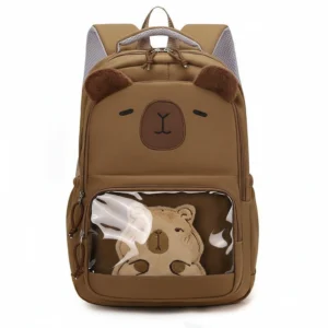 Large Capybara Backpack with Clear Window Bag for School