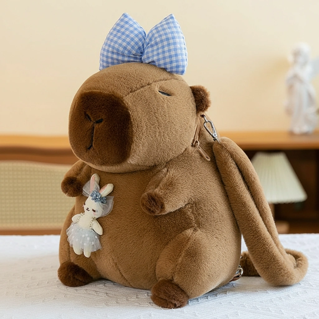 Cute Capybara Plush Backpack 3D Stuffed Animal Bag
