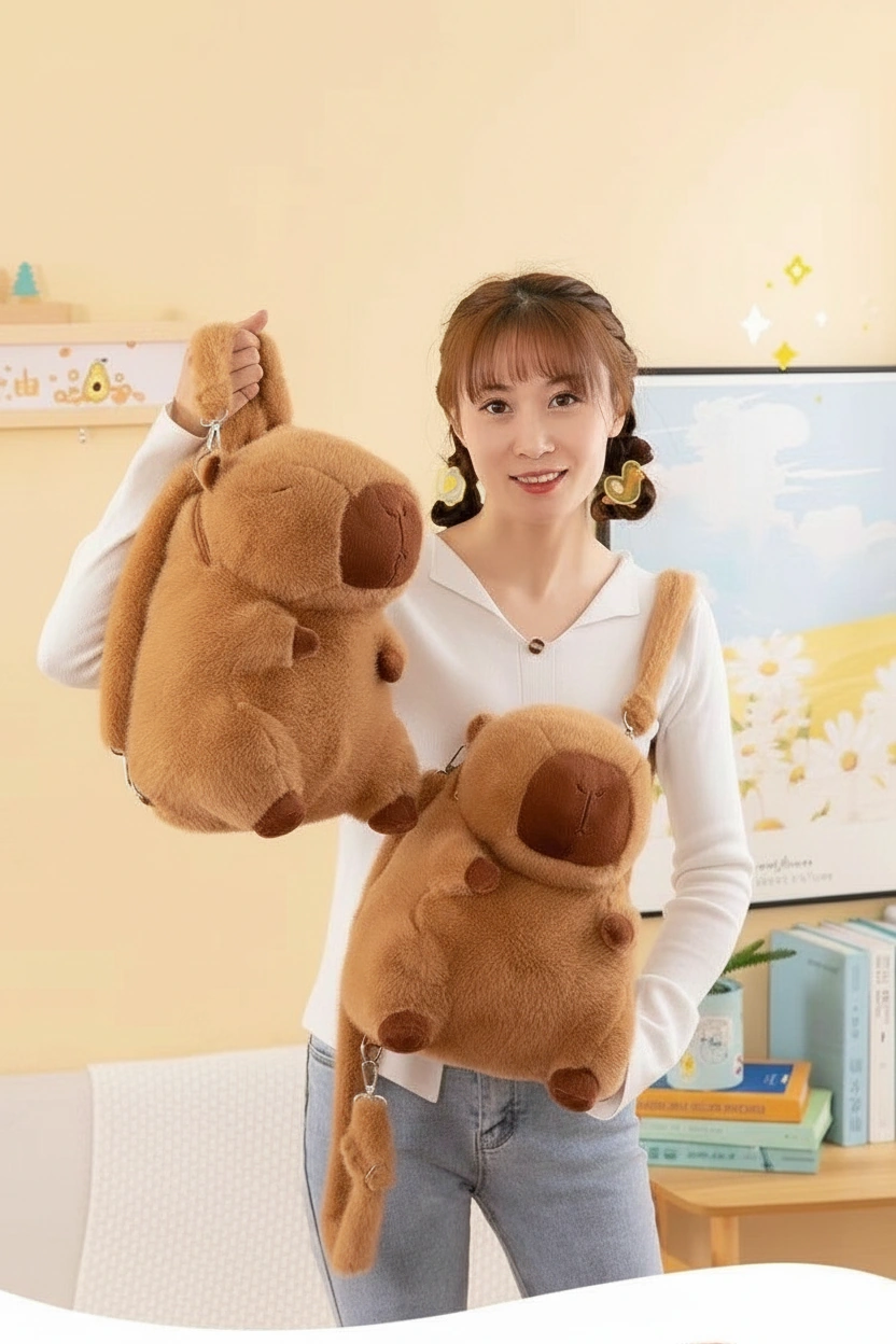 Cute Capybara Plush Backpack 3D Stuffed Animal Bag - Image 12