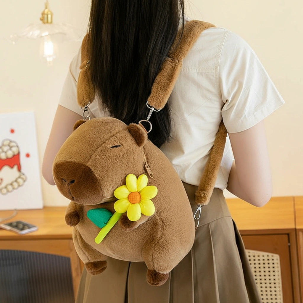 Cute Capybara Plush Backpack 3D Stuffed Animal Bag - Image 9