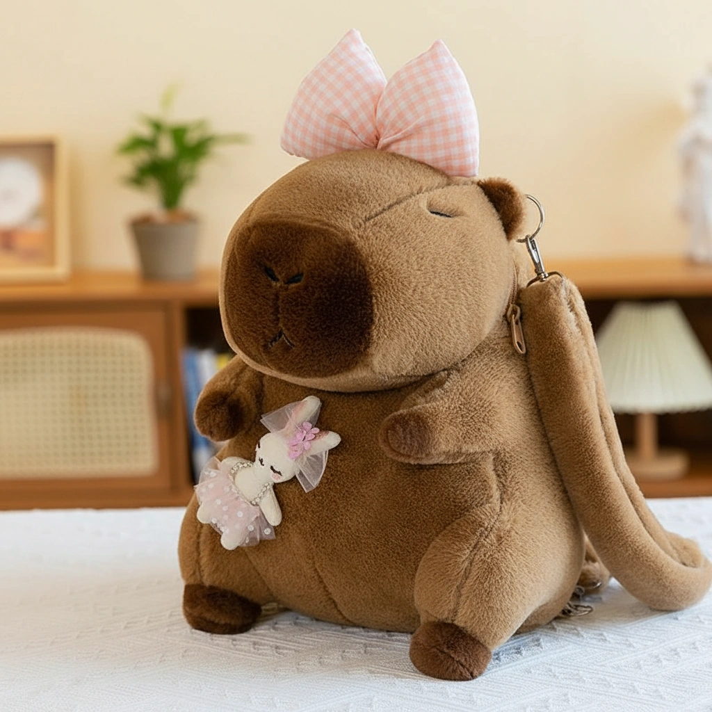 Cute Capybara Plush Backpack 3D Stuffed Animal Bag - Image 3