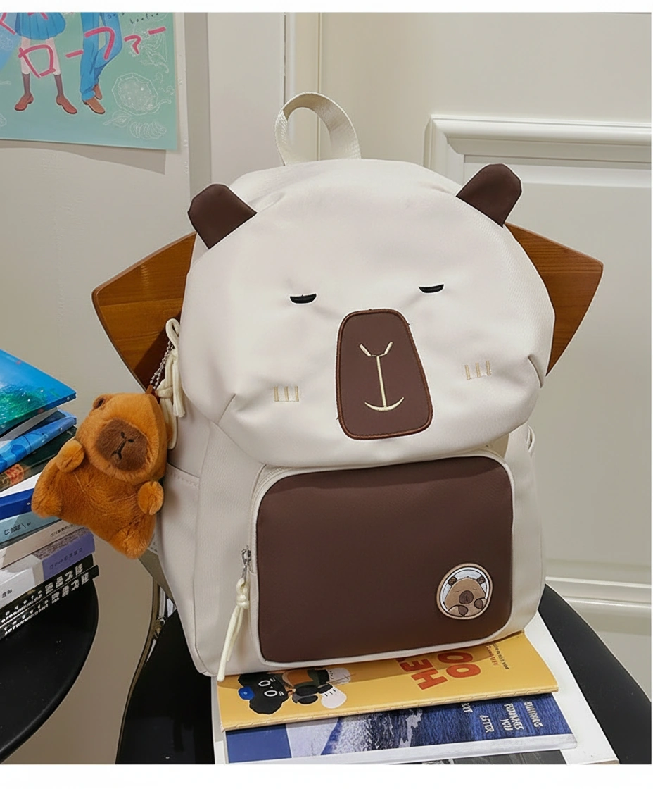Capybara Backpack with Plush Charm
