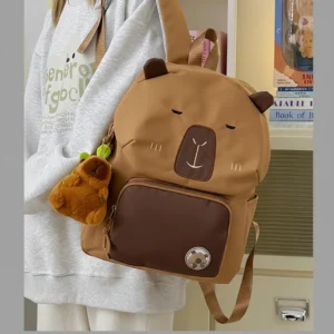 Capybara Backpack with Plush Charm