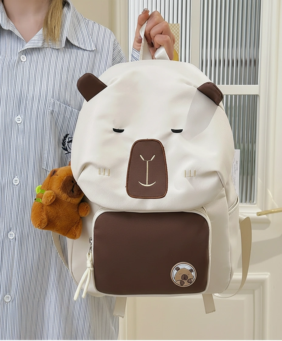 Capybara Backpack with Plush Charm