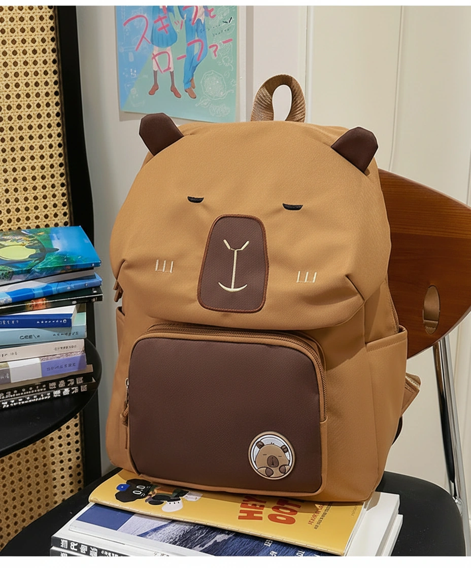 Capybara Backpack with Plush Charm