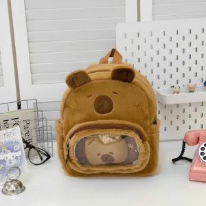 Capybara Plush Backpack with Clear Window