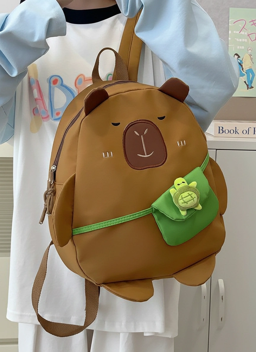 Cute Capybara Backpack with Turtle Bag