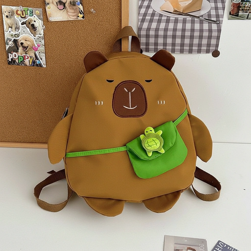 Cute Capybara Backpack with Turtle Bag