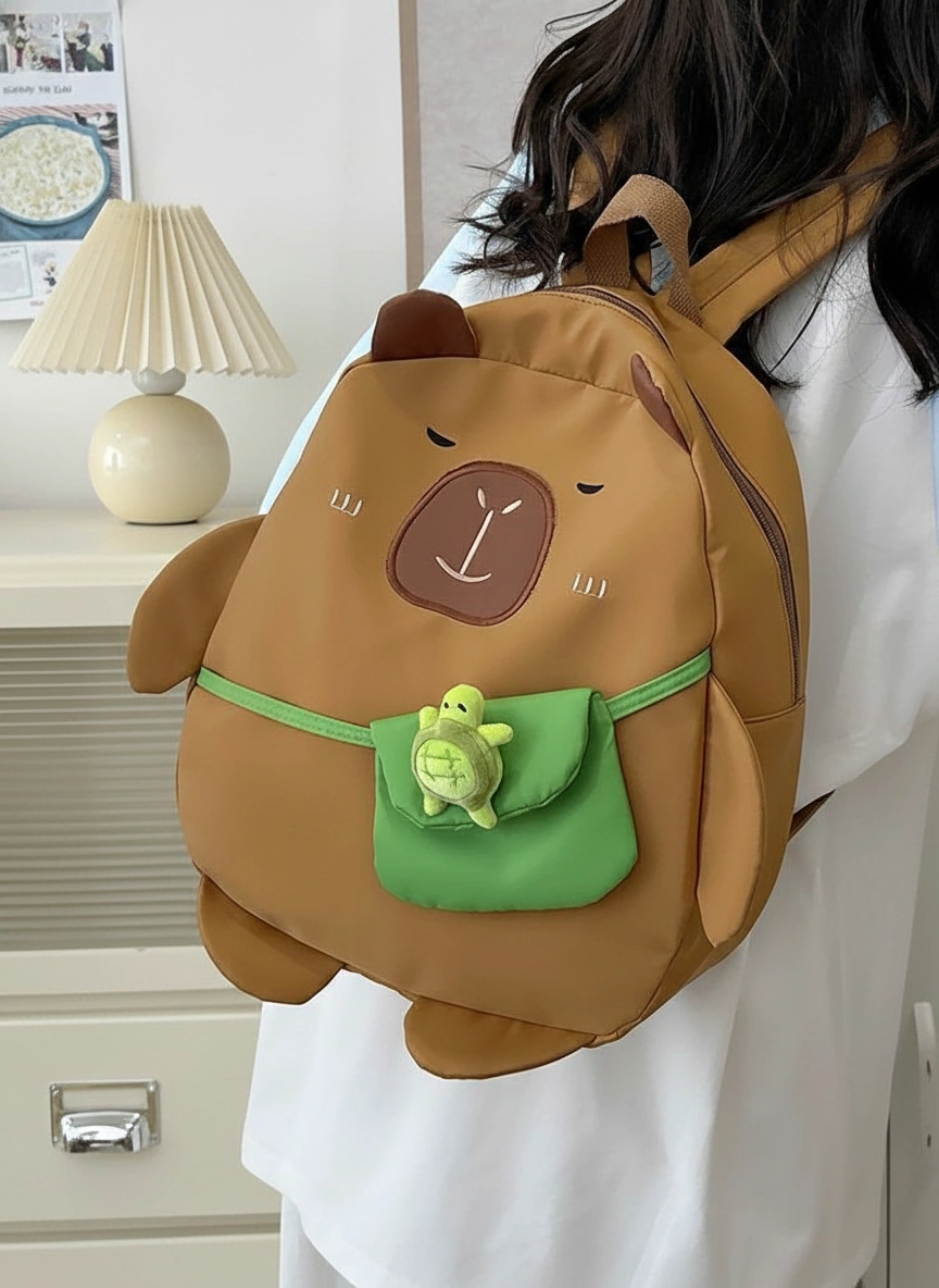Cute Capybara Backpack with Turtle Bag