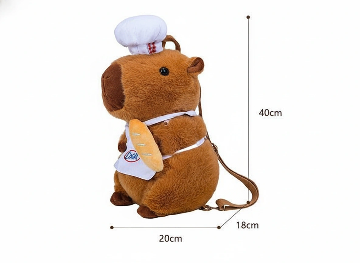 Capybara Chef Plush Backpack Stuffed Animal Bag