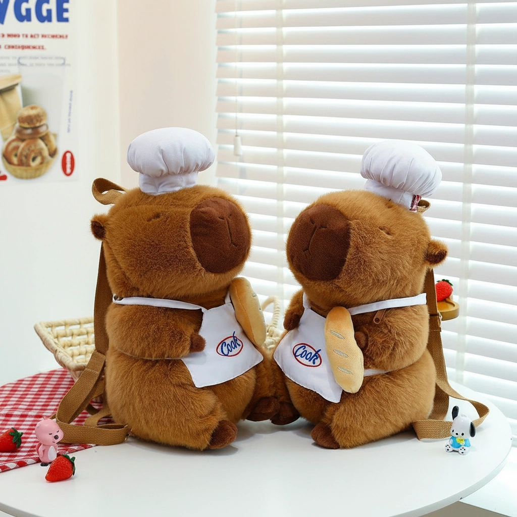 Capybara Chef Plush Backpack Stuffed Animal Bag