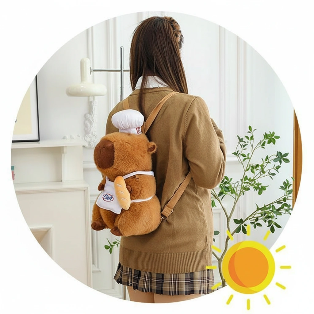 Capybara Chef Plush Backpack Stuffed Animal Bag