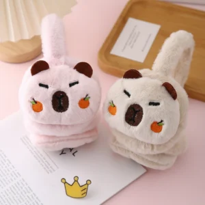 Capybara Earmuffs with Orange Cheeks
