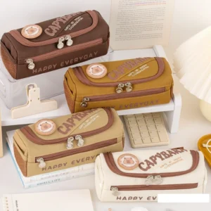 Large Capacity Canvas Capybara Pencil Case