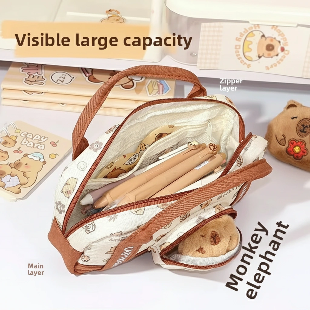 Canvas Handbag Style Capybara Pencil Case