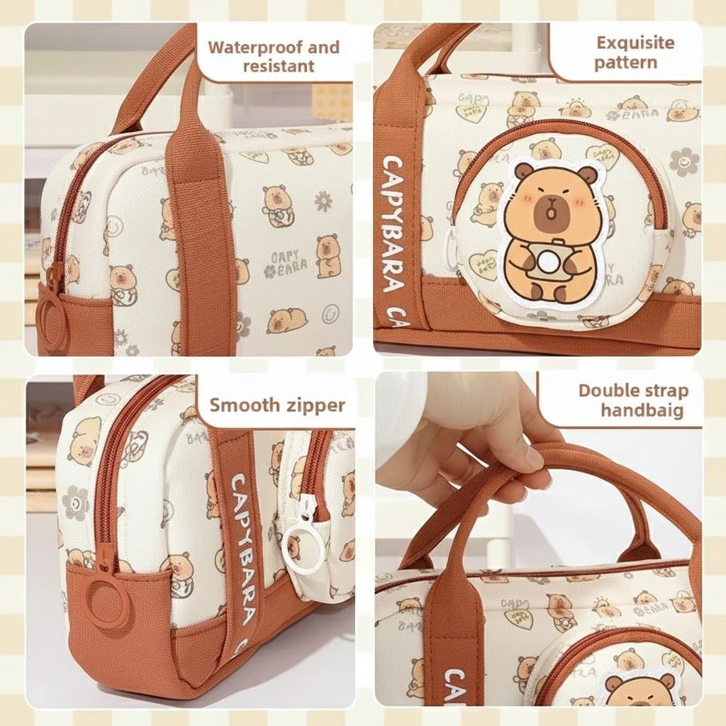 Canvas Handbag Style Capybara Pencil Case