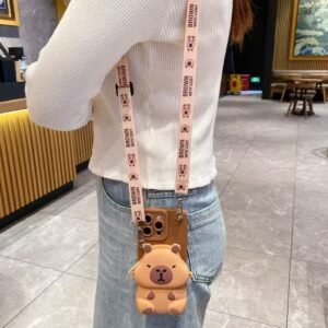 3D Capybara Wallet Phone Case with Crossbody Strap
