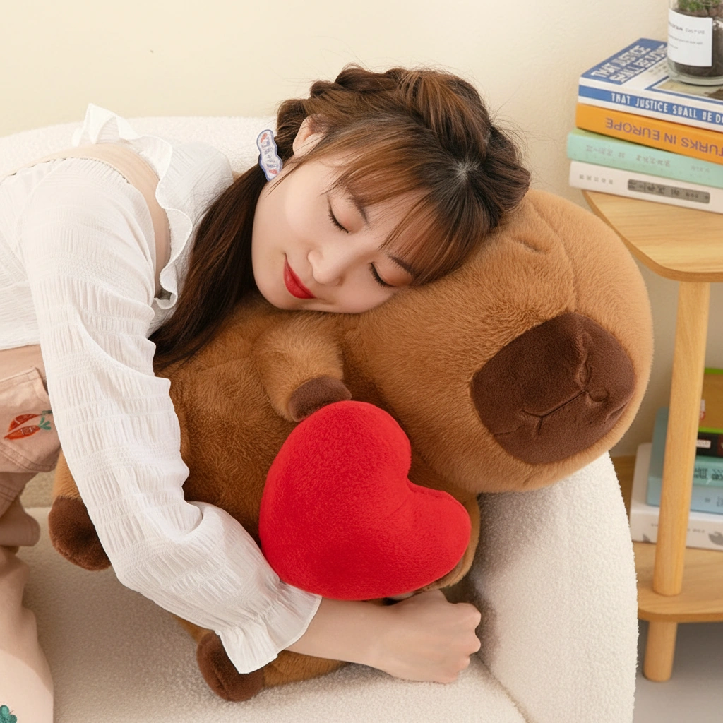 Angel Capybara Plush Toy with Wings & Red Heart