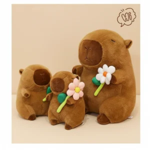 Cute Capybara Plush Holding Flower