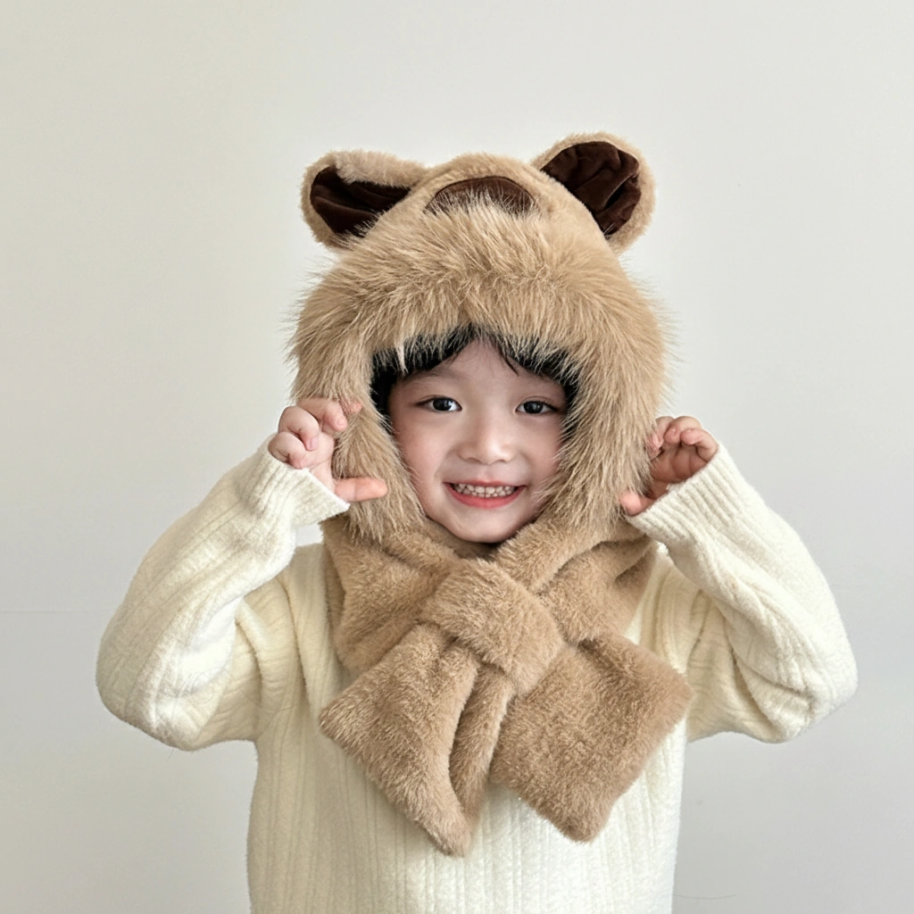 Kids Capybara Hooded Scarf