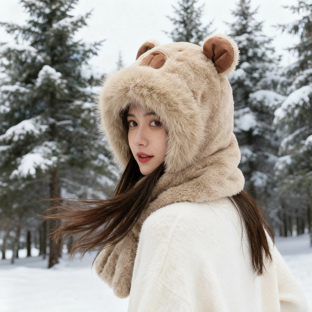 Adult Capybara Hooded Scarf