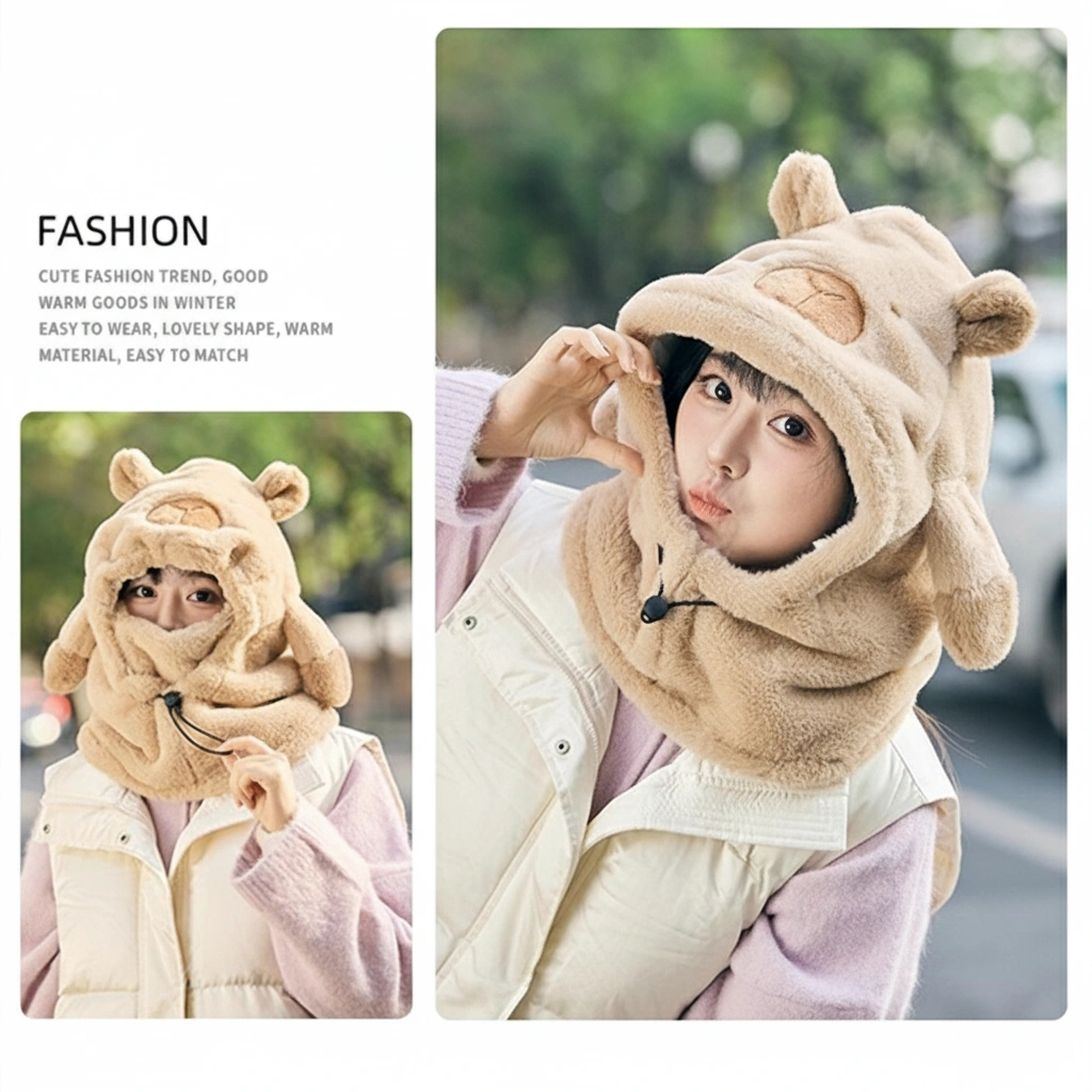 Windproof Capybara Balaclava with Adjustable Face Mask