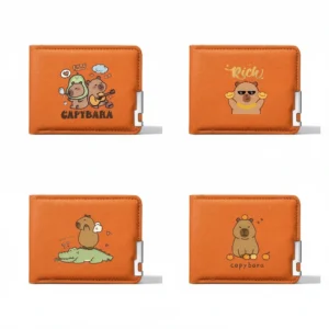 4 styles of Capybara Orange Textured Bi-Fold Wallet