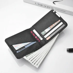 Inside of Capybara Black Textured Bi-Fold Wallet