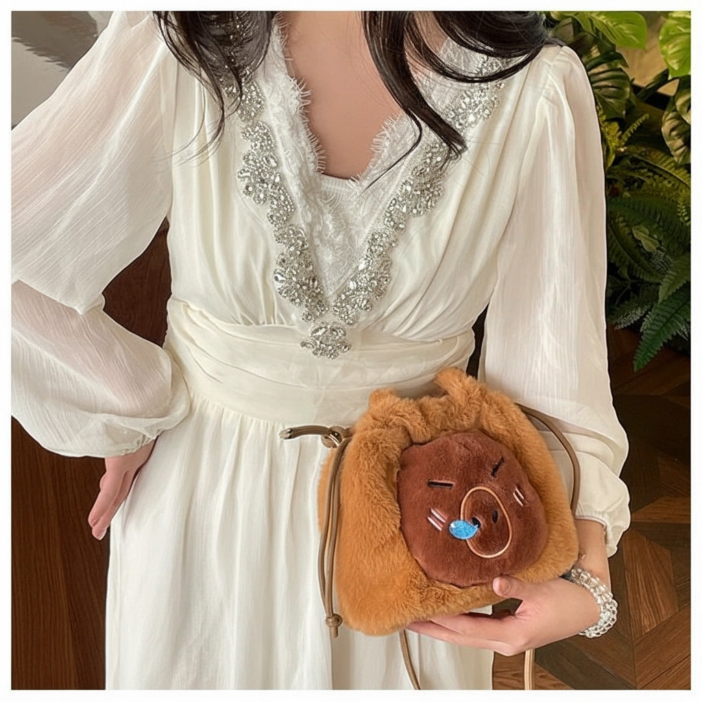 Soft Capybara Plush Bag Crossbody Purse