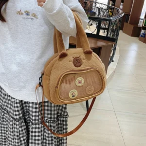 Capybara Plush Tote Bag with Clear Window