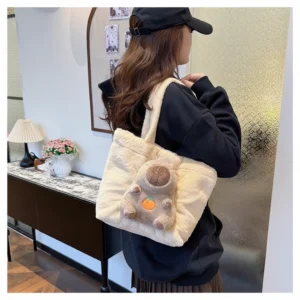 Cream Capybara Tote Bag