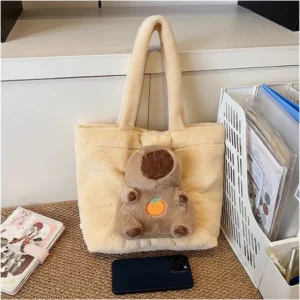 Cream Capybara Tote Bag