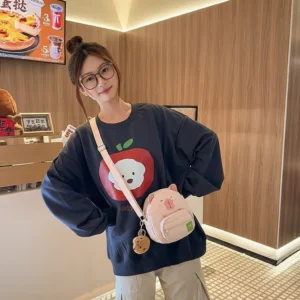 Cute Capybara Mini Crossbody Bag with Plush Charm