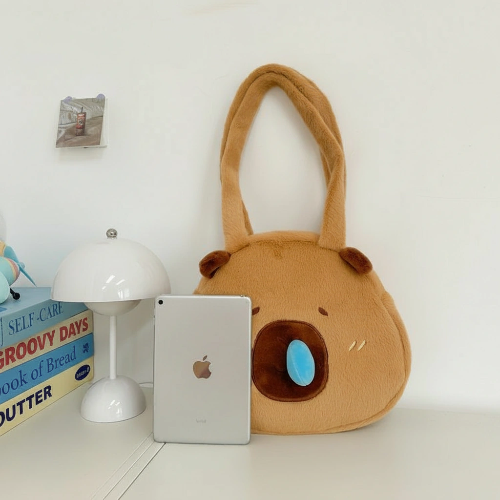 Interactive Capybara Plush Tote Bag