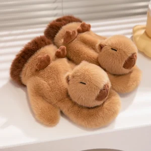 3D Stuffed Animal Plush Mittens – Giant Sleeping Capybara