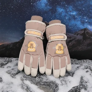 Waterproof Capybara Ski Gloves – Thermal Snow Gear for Kids & Teens