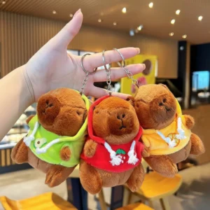 Hoodie Capybara Plush Keychain – Stuffed Animal in Fruit Themed Sweatshirt (10cm)