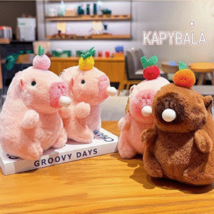 Capybara Plush Keychain - 3 Colors, Shake for Sound & Bubble Blowing - 12cm Soft Bag Pendant