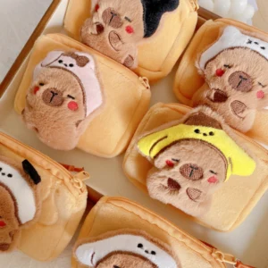 Rectangular plush capybara coin purses