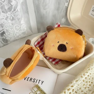 Capybara Purse – Square Plush Pouch with Facial Expression