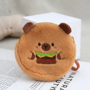 Capybara Purse – Round Plush Pouch with Snacks and Accessories