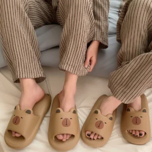 Capybara House Slippers Shower Slides with 3D Ears