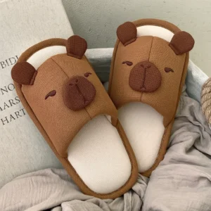 Capybara Slides Woven Canvas Capybara House Slippers