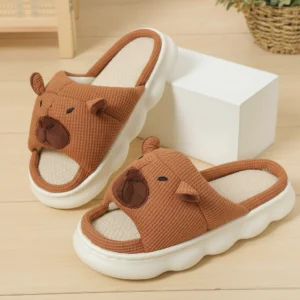 Knit Capybara Linen Slides Capybara Slippers