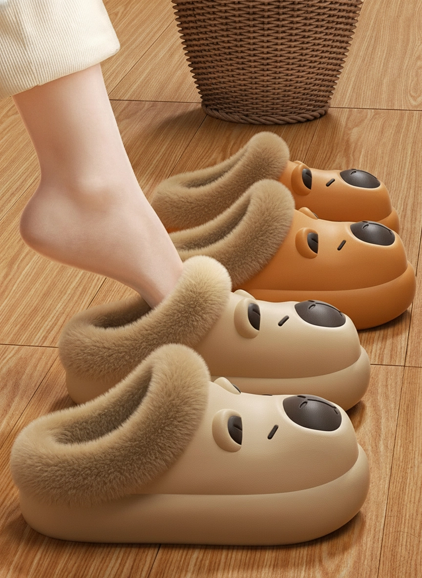 Waterproof EVA Capybara Clogs Plush Lined Slippers