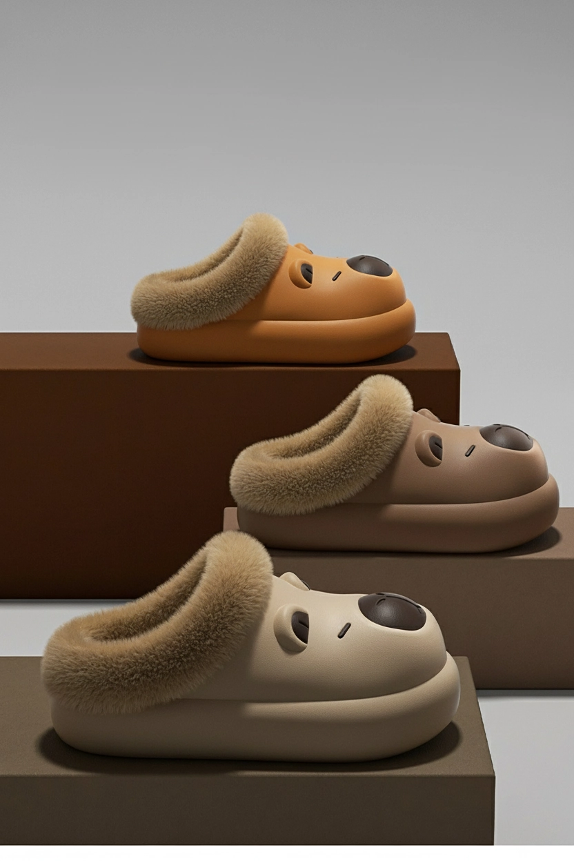 Waterproof EVA Capybara Clogs Plush Lined Slippers