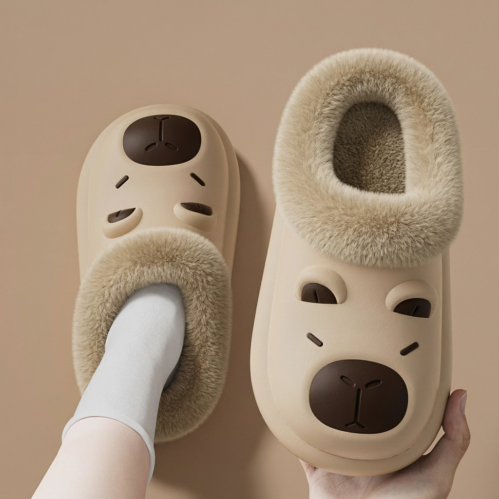 Waterproof EVA Capybara Clogs Plush Lined Slippers