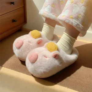 Yuzu Capybara Plush Slippers Fluffy House Slides