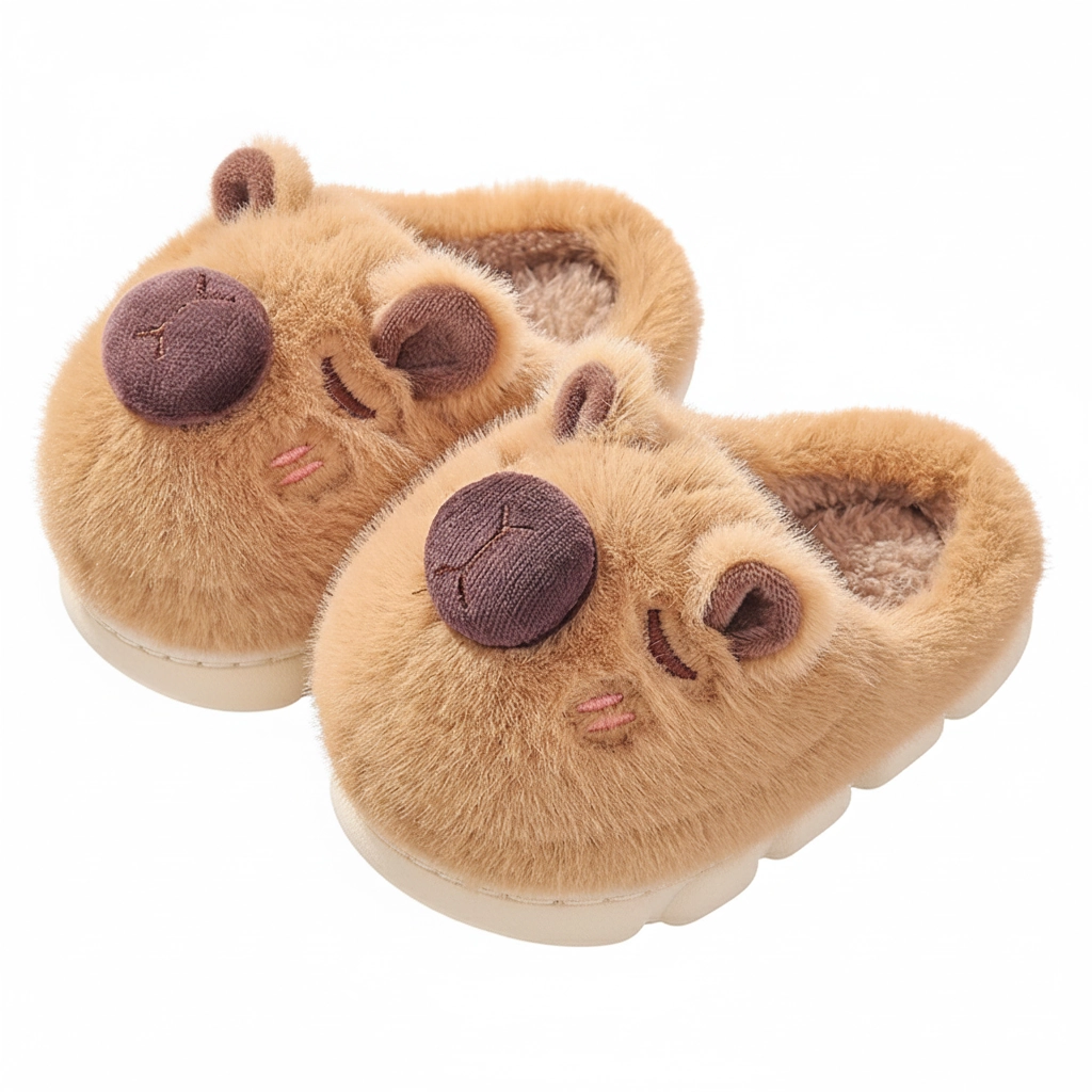 Kawaii Capybara Plush Slippers Warm Fleece Winter Shoes