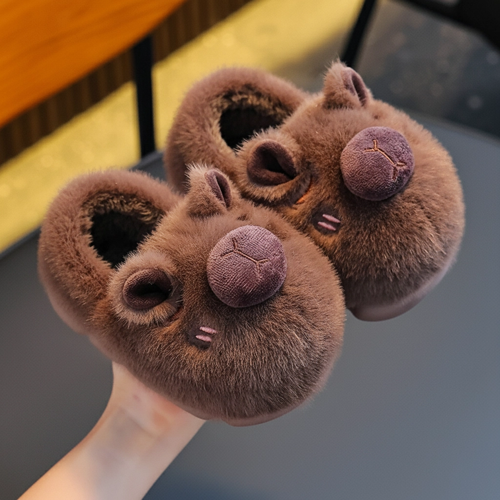 Kawaii Capybara Plush Slippers Warm Fleece Winter Shoes